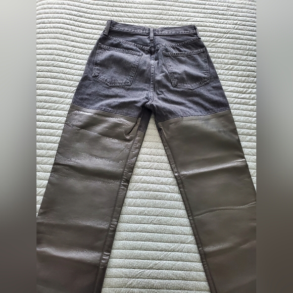 Agolde: Pieced 90s Pinch Waist Jean in Howl & Detox Recycled Leather - Picture 5 of 6